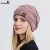 9875 Autumn/Winter Fleece-Lined Multi-Color Wool Knit Pullover Hat - Cozy Fashion for Women