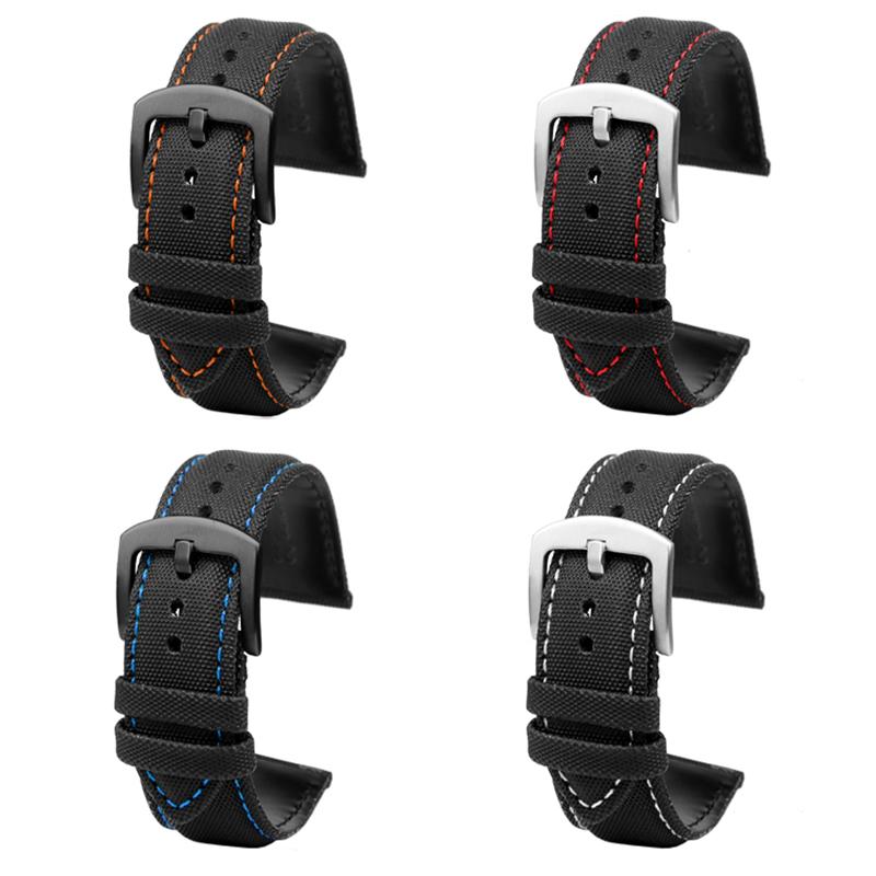 Fiber Nylon Leather Watchband For Tudor Mido Tag Heuer Citizen Seiko Huawei Male Canvas Watch Strap Waterproof 20 21mm 22mm 23mm