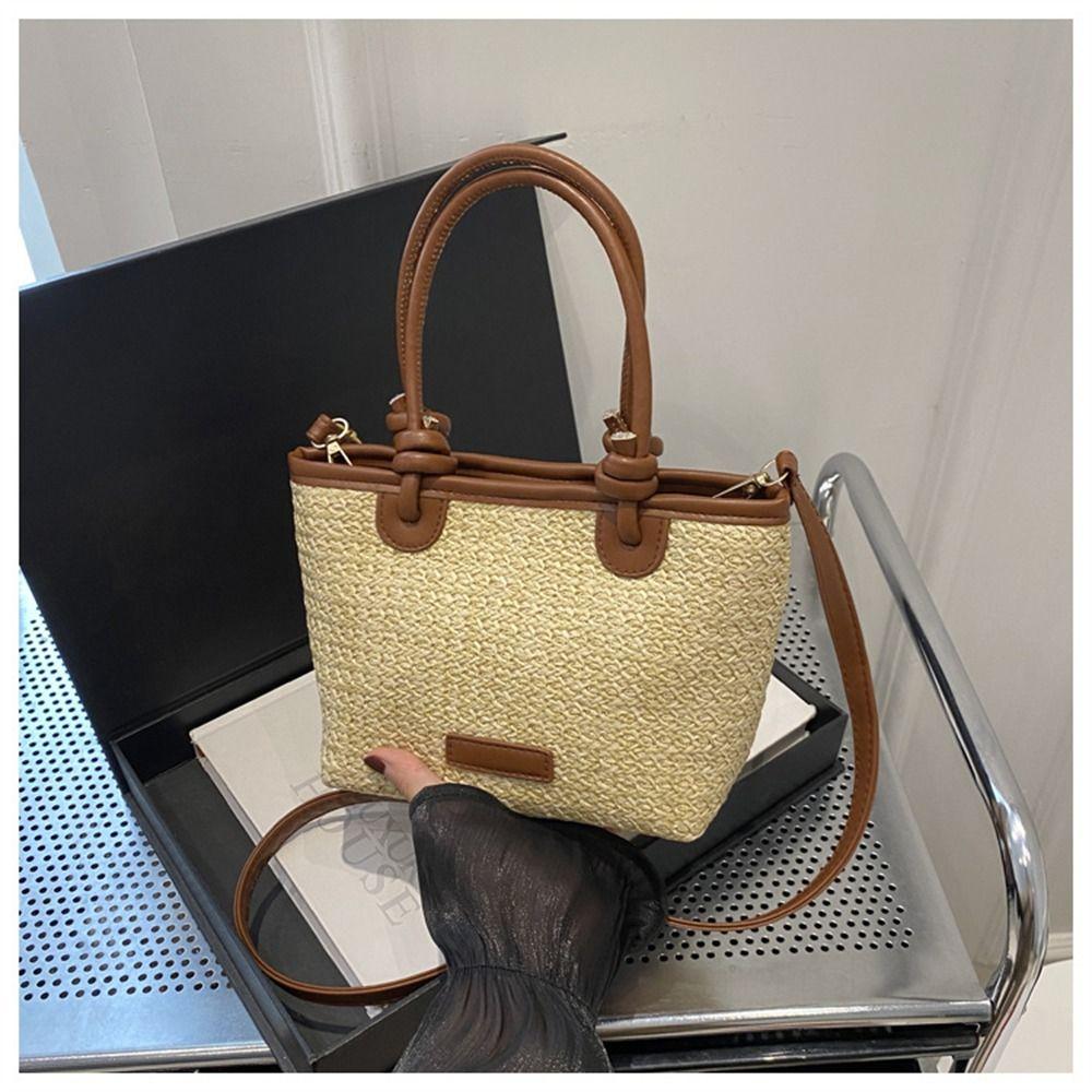 Cute Woven Rattan Shoulder Bags Fashion Large Capacity Straw Bag for Women Girls Handmade Braid Tote Bags Big Handbags