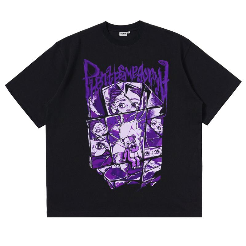 

Mens TShirt Phantasmagoria Graphic Cotton Oversized Vintage Harajuku Short Sleeve Tops Tees Aesthetic Y2k Streetwear Clothing 4XL