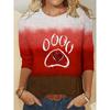 Fashionable Versatile Leisure 3D Long Sleeved T-shirt Women Loose Large Round Neck Casual Top Cartoon Letter Portrait Printed T-shirt