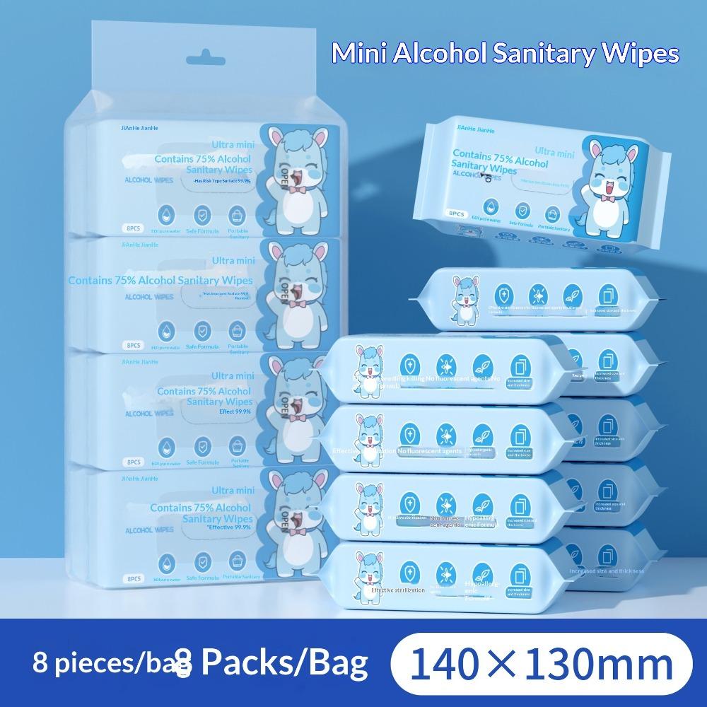 192/64 /32 Pezzi Mini Salviettine Umidificate Portatili, Salviettine Monouso Senza Alcool per Mani e Bocca, Multiuso per Persone e Animali Domestici Viaggio Esterno