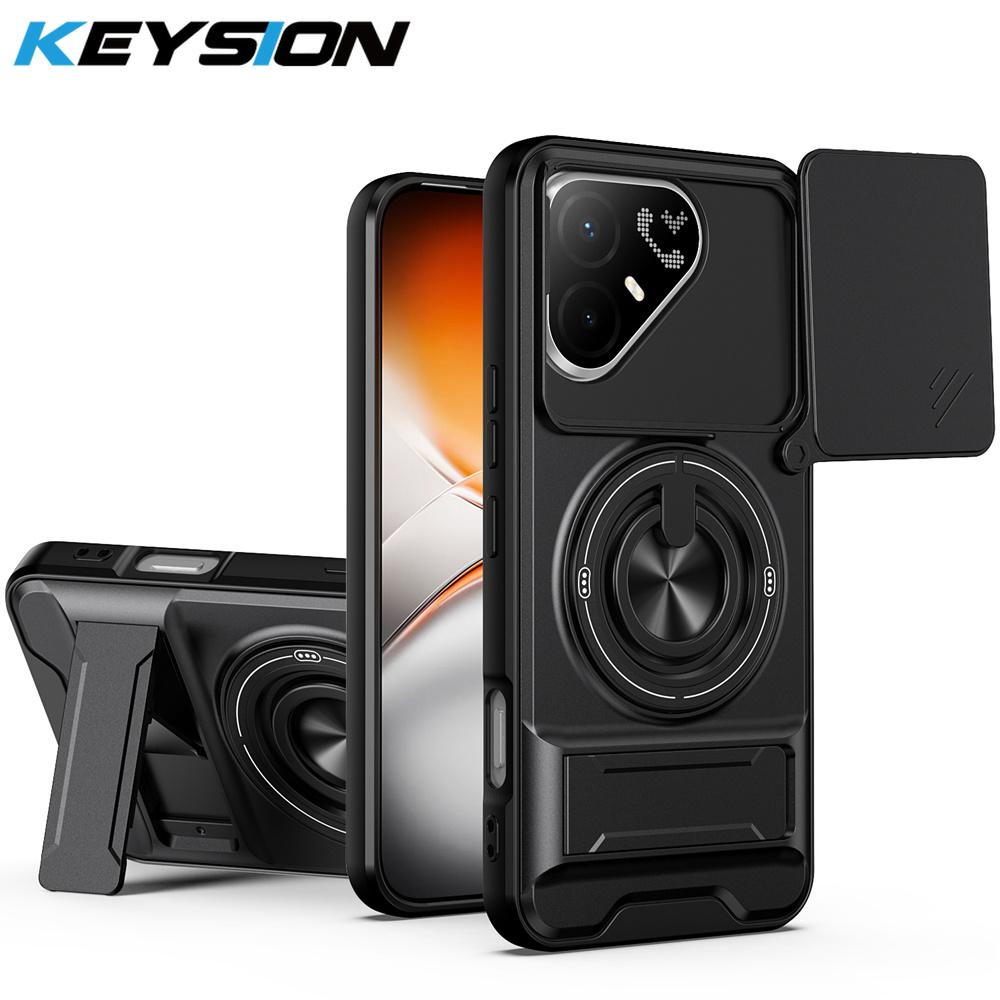 KEYSION Magnetic Phone Case for TECNO Pova 8 Pro 5G Slide Camera Protection Upright Kickstand 360° Ring Shockproof Back Cover