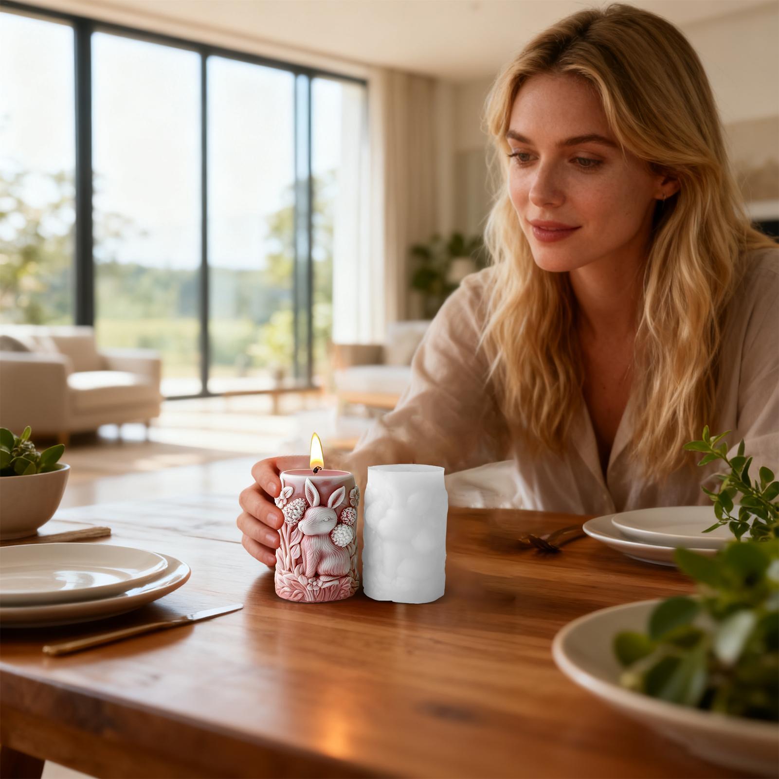 

Silicone Candle Molds Bunny Flower Cement Art Craft Plaster Soap Mold For Home Room Wedding Dinner Table Decoration CHINA