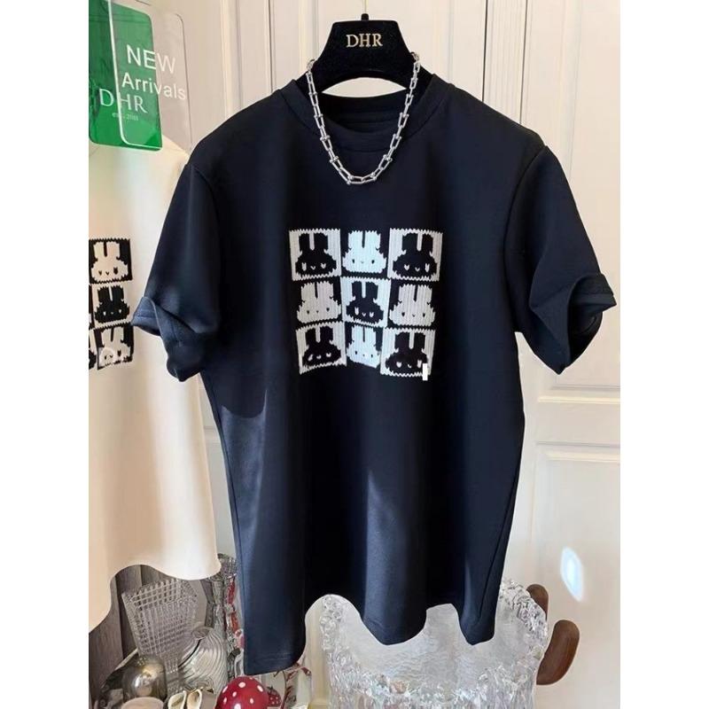 

Black Rabbit Pure Cotton Short-sleeved T-shirt for Women In Summer New Loose Casual Half-sleeved Shirt XXXL чёрный