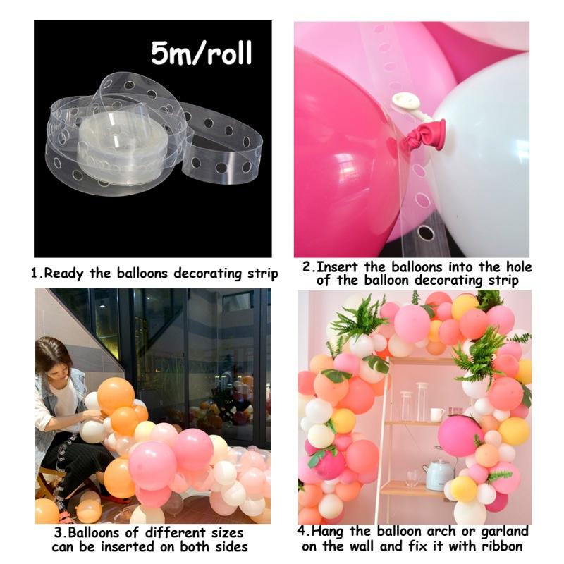 5m Reusable Clear Balloon Decorating Strip Arch Garland Balloon
