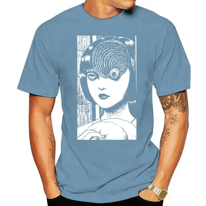 Summer Men's Japanese Horror Comic 100% Pure Cotton T-shirt, Hip-hop Dark Trend Style Pattern Printed Clothing, Street Top