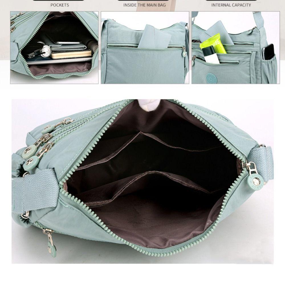 Wide Strap Nylon Square Bag Multi-layer Middle-aged Crossbody Bag Shopping Messenger Bags  Work