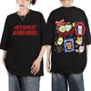 T-shirt Kpop ATEEZ in Your Fantasy World Tour Mignon Dessin Animé Mascotte Imprimé Unisexe Surdimensionné Ample Manches Courtes T-shirt Coton Doux Streetwear Décontracté Hauts