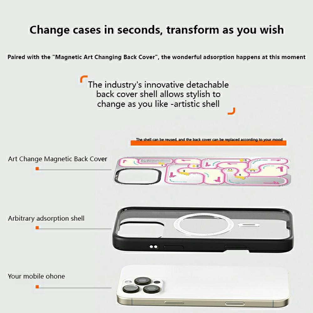 CASEEVO For iPhone 15 Pro Case Compatible with MagSafe TPU Acrylic Phone Cover with Poetic Illustration Backplate