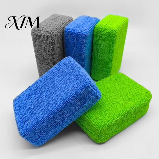 Quick Drying Automotive Care Microfiber Car Wash Sponge, High Density Soft Cleaning Pad, Household Motorcycle Yacht RV Glove Washable Reusable