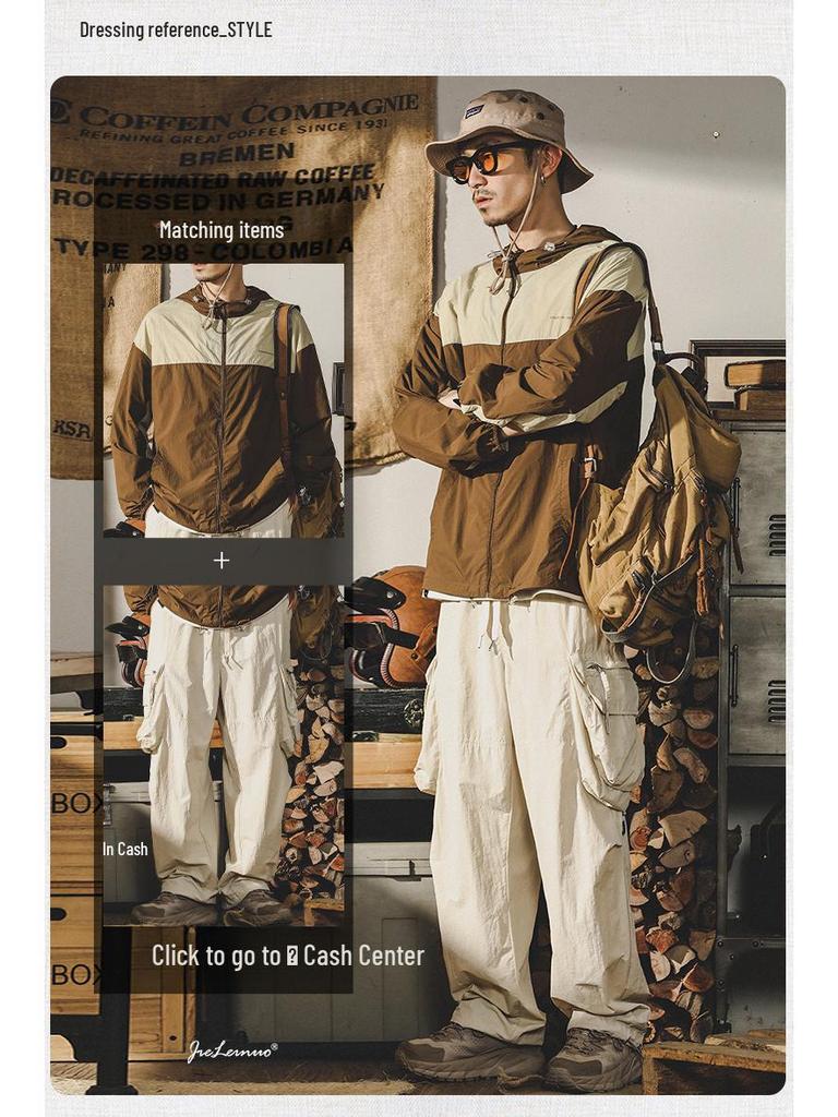 Męskie luźne spodnie spadochronowe szybkoschnące na lato