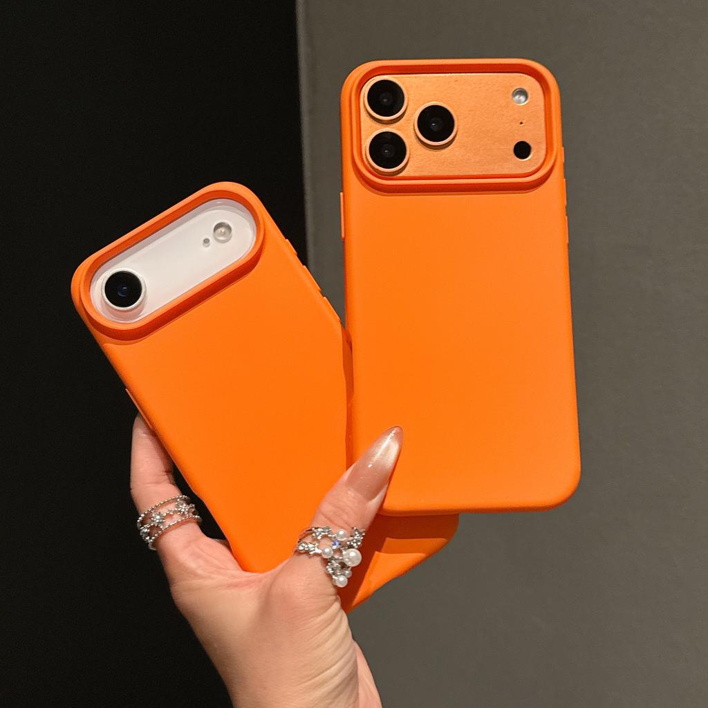 For For Iphone 17 Pro 17 16 15 14 13 12 11 ProMax Mini Plus Non-Slip Bumper Cover Original Liquid Silicone Orange Color Case