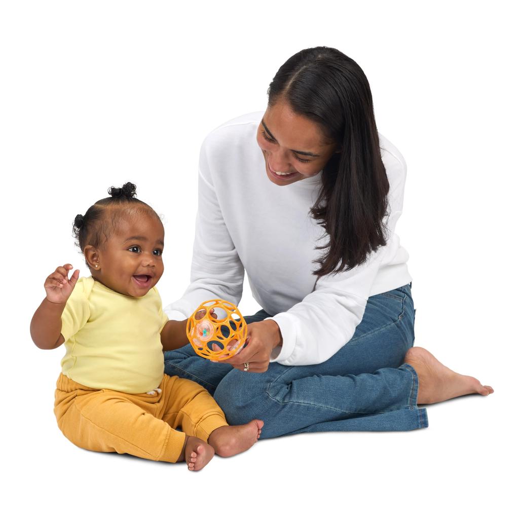 Oball Rattle - Orange - Kids2 Oball Rattle Ball Baby Toy Teether Rattle Easy to Grasp Mesh Ball Baby Toy Educational Toy Long-lasting Play Bath Safe