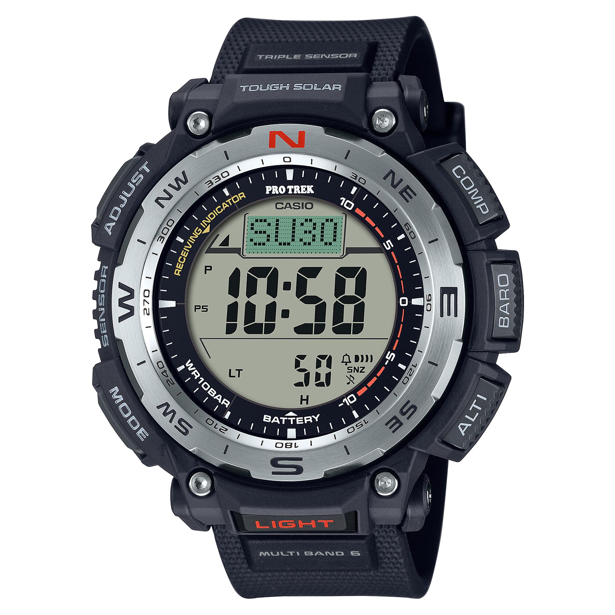 

Casio Men s Stainless Steel 100M Water Resistant Analog Alarm Quartz Watch PRW-3400-1 чёрный