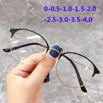 Classic Anti-Blue Light Women Retro Metal Frame Spectacles Myopia Glasses Eyeglasses