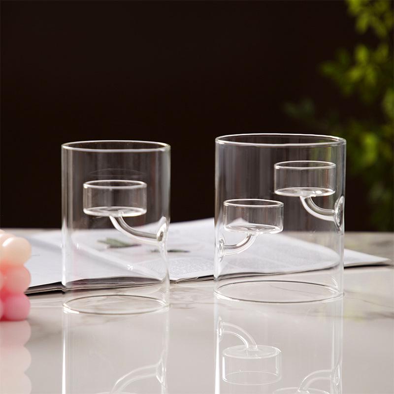 European Cylinder Hurricane Glass Oil Lamp Candle Holder - Windproof Home Decoration and Candlelight Dinner Gift.