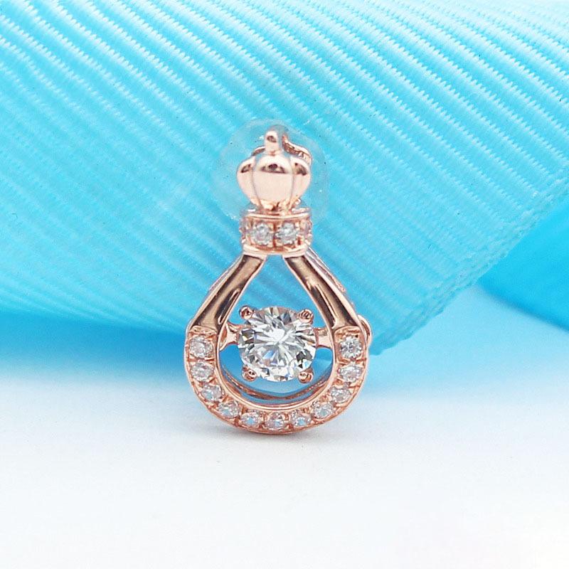 Exquisite Russian 585 Purple Gold Diamond-Encrusted Smart Fashion Pendant Rose Gold-Plated Exquisite Collarbone Chain (single pendant)