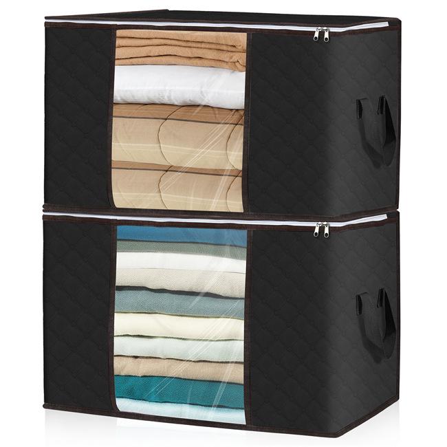 

Утолщенная нетканая влагостойкая сумка для хранения одеяла и пододеяльника Regular Material Horizontal 60x40x35 чёрный