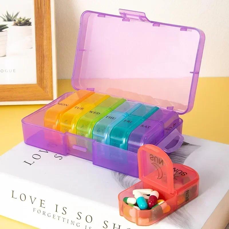 1Pcs Weekly Pill Case Pillbox 7 Days Medicine Tablet Box Portable Travel Drugs Storage Organizer Secret Compartments Pill Box