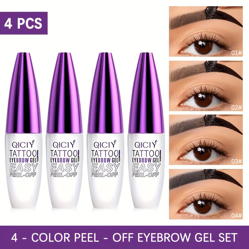 4-Farben Tattoo Peel Off Augenbrauen Gel Tönung, Semi-permanente Augenbrauentönung Wasserdicht Abriebfest für voller und definierter aussehende Augenbrauen