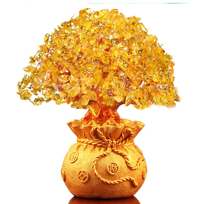 18cm Tall Mini Crystal Money Tree Bonsai Style Wealth Luck Tree Home Decor