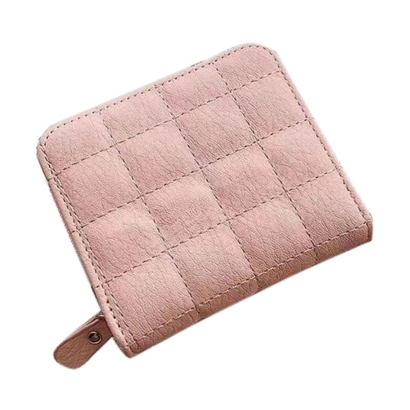 

Wallet PU Leather Large Capacity 2 Fold 8 Card Slot Zipper Design for Keys Coins Beige розовый