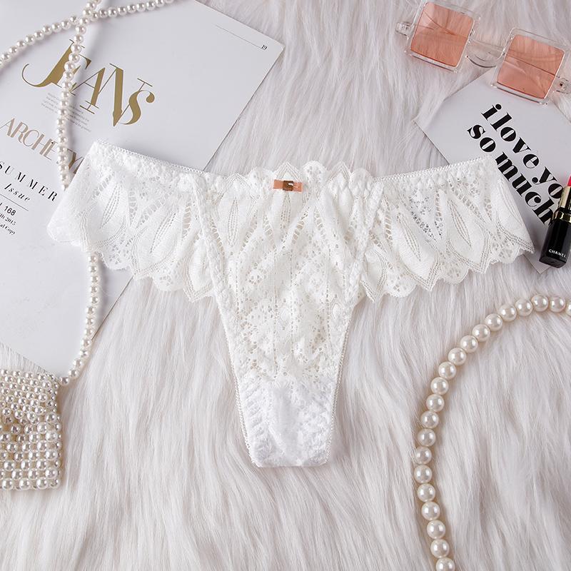 Damen Strings Unterwäsche Weibliche Intimwäsche T-Back G-String Sexy Transparent Spitze Low-Rise Slips Dessous Für Frau