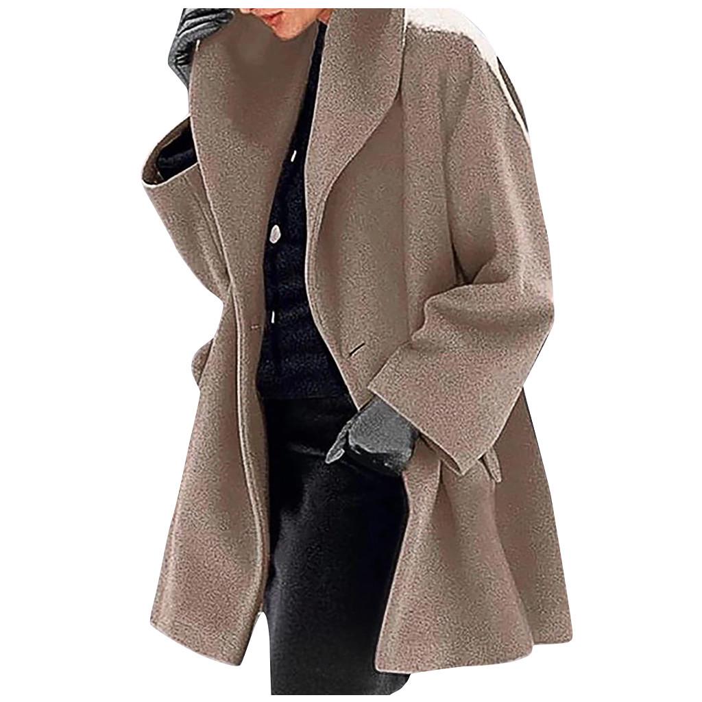 Dámský šálový límec Fleece kabát Elegantní směs kabátů Dlouhý kabát Svrchní oděvy Bundy