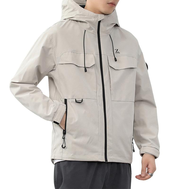 Tri-Proof Jacket Men'S Seasonal Tooling Casual Outdoor Windproof Jacket Loose Men'S Trench Coat