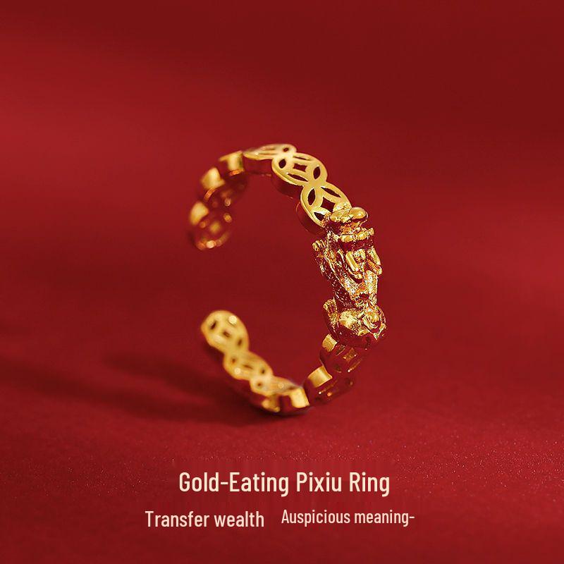 2025 New Style Gold Plated Filigree Enamel Pearl Ring - Niche Chinese Design