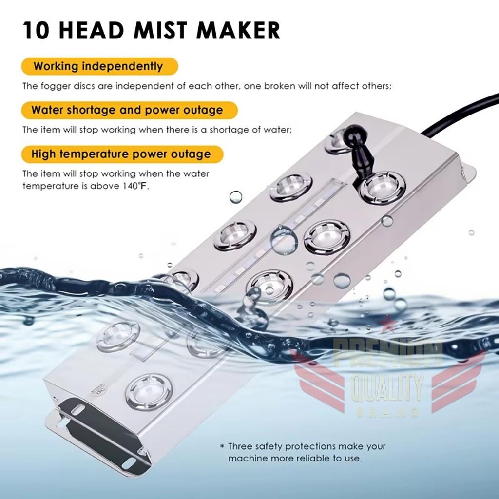 250W10 Fogger for Air Humidifier Hydroponics Nebulizer 304 Steel Atomizer Plate DC 48V Head Ultrasonic Mist Maker