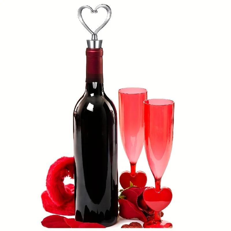10pcs Heart-Shaped Wine Stoppers Bottle Stoppers for Keeping Beverages Fresh - Reusable Wine Corks Home Kitchen Items