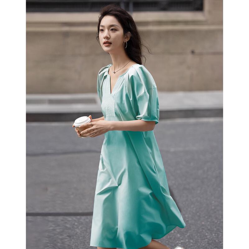 

Demana Mint Mambo Summer V-Neck Cotton Midi Dress M