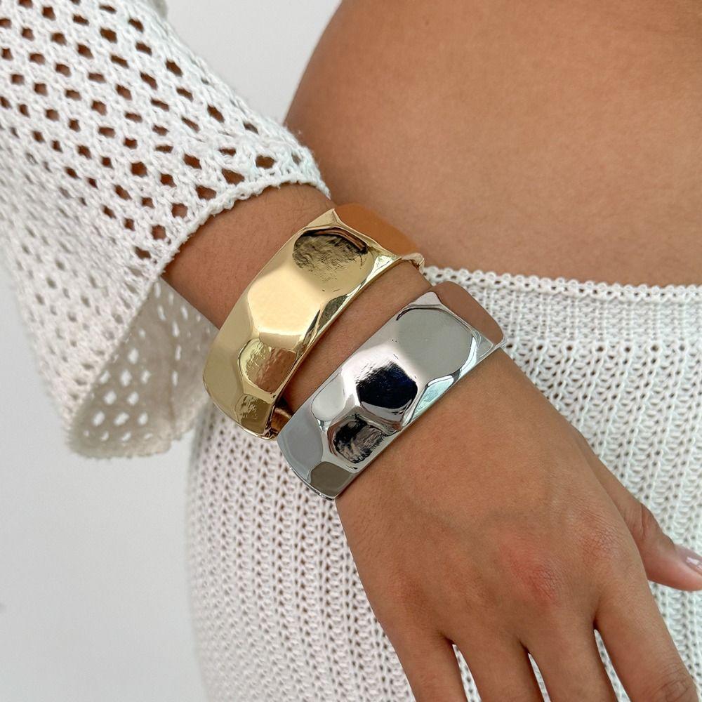 Minority Design Spring Bangles Metal Exaggerated Bracelet Cute Wide Open Bangle  Decoration