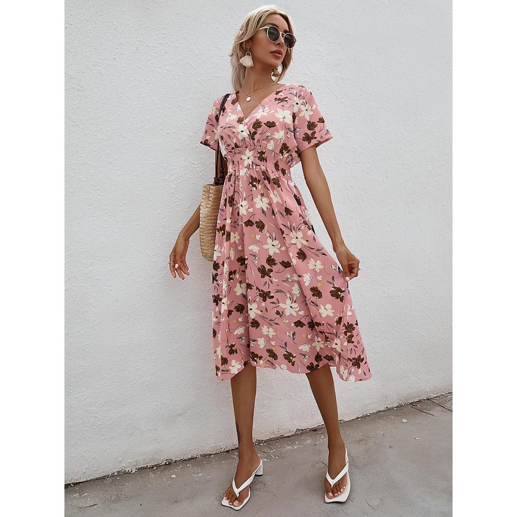 2025 New Fashion Trend Dresses Spring Summer Printed Waist Dresses Fashion Women's