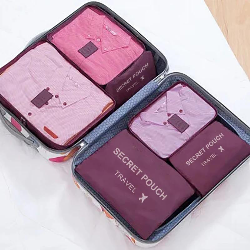 6PCS Travel Organizer Bags – Waterproof Luggage Packing Cubes & Storage Pouches for Clothes, Unisex Travel Storage Bag
