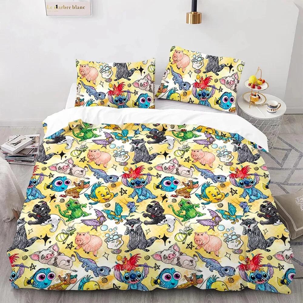

Cute Stitch 3D Print Bedding Sets Quilt Bed Cover Comforter Duvet Cover Pillow Case 2-3 Pieces Sets Single Double Large Size EU Single 135x200cm