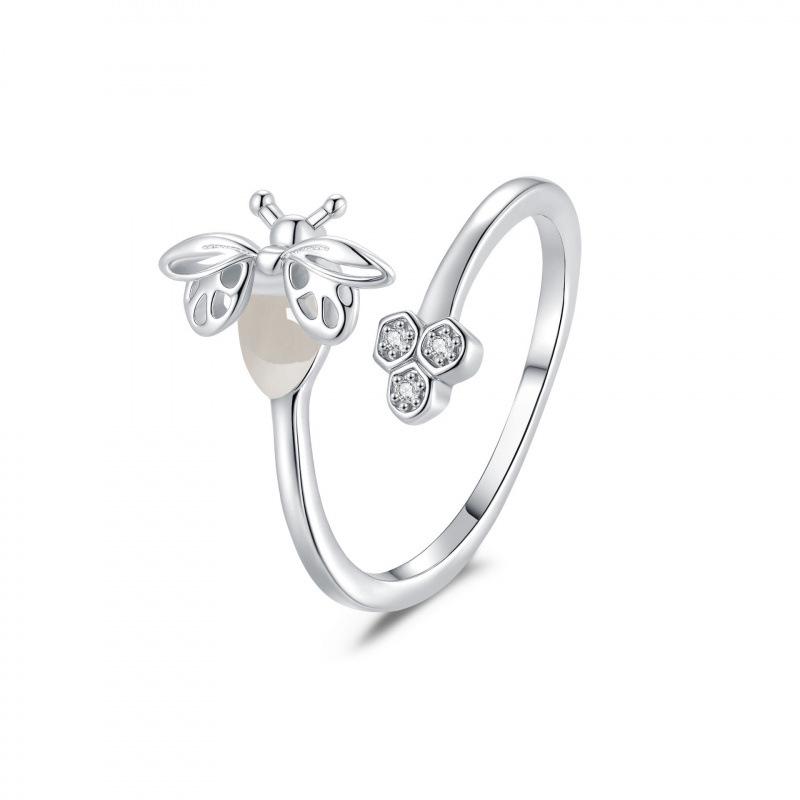 Moonstone Firefly Adjustable Honeycomb Ring - European and American Style Adjustable платиновый
