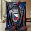 Czech Republi Football Printed Flannel Blanket Skin Friendly Warm Decorative Throw for Indoor Couch Bed Daily Use