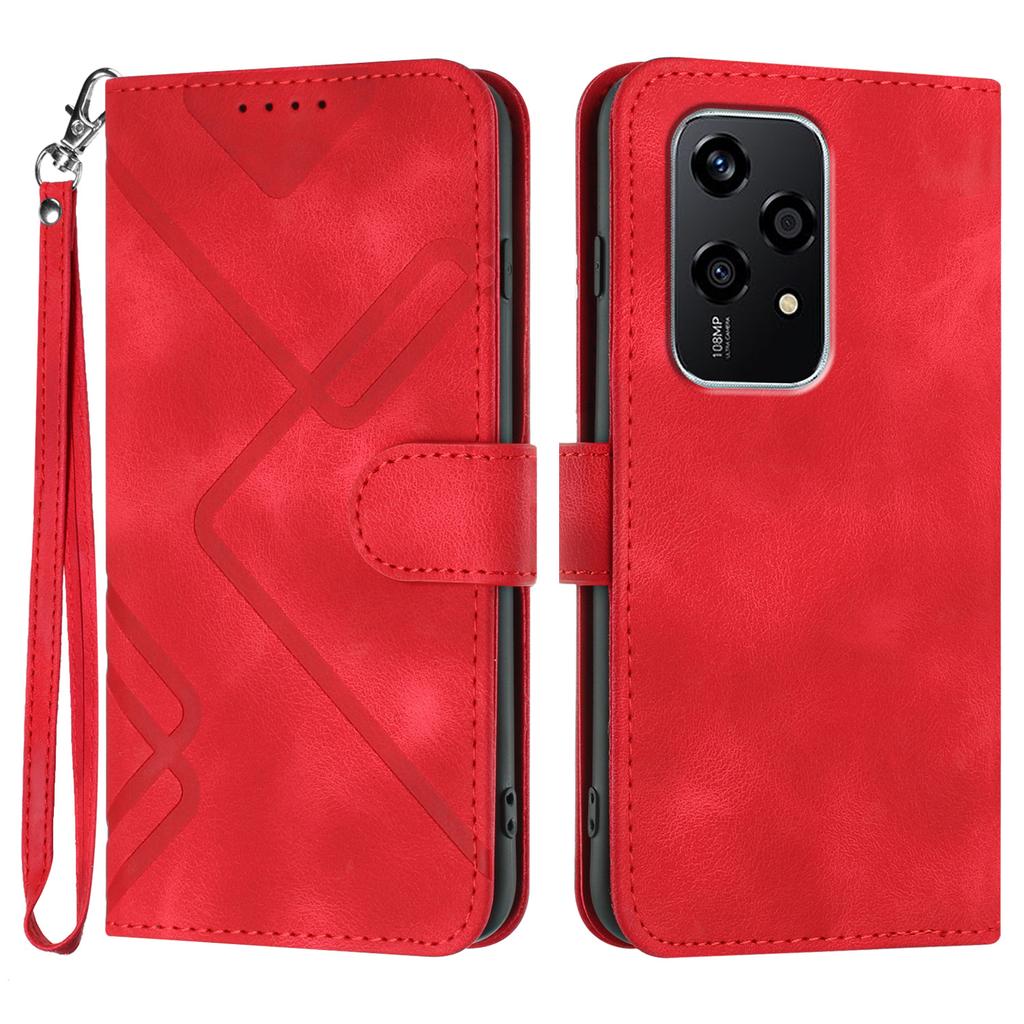 YX0040 For Honor 200 Lite Case with Wrist Strap Geometry Pattern Leather Phone Cover