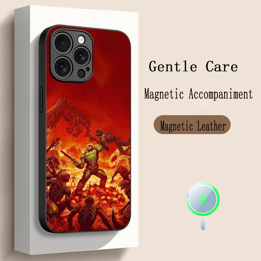 Classic Game D-doomEs Fashion Poster Phone Case For iPhone 17 16 15 14 13 12 Plus Pro Max High-end Luxury Magsafe Sheepskin