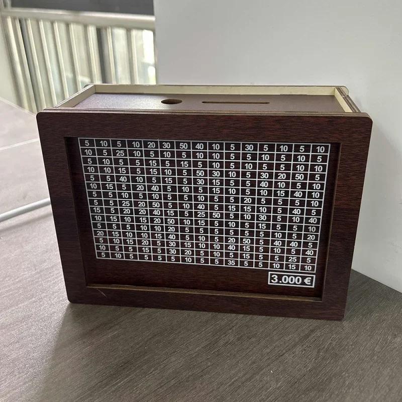 Salvadanaio da 1000/3000/5000/10000 Euro Salvadanaio in legno riutilizzabile con obiettivo di risparmio e scatola numerica Decorazione per la casa