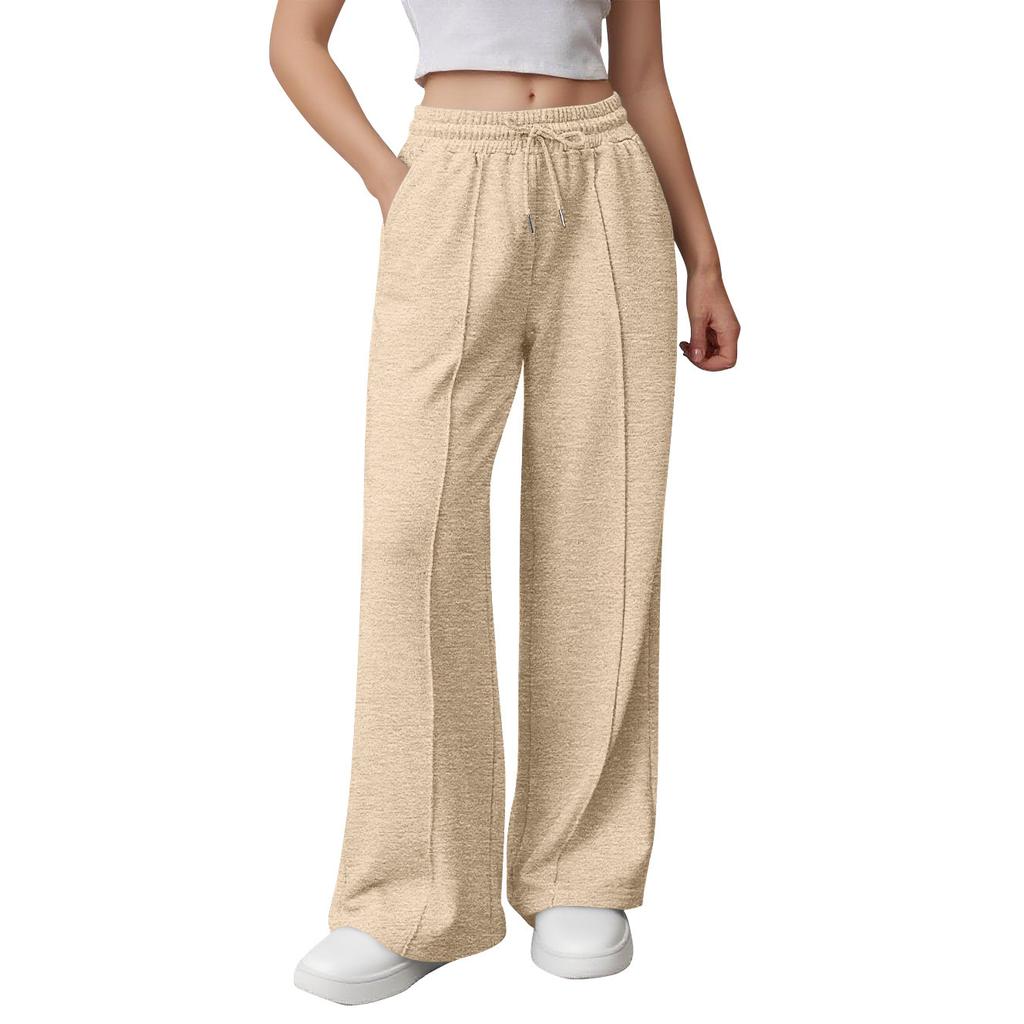 Women's Wide Leg Sports Pants High Waist Loose Drawstring Sports Jogging Pants