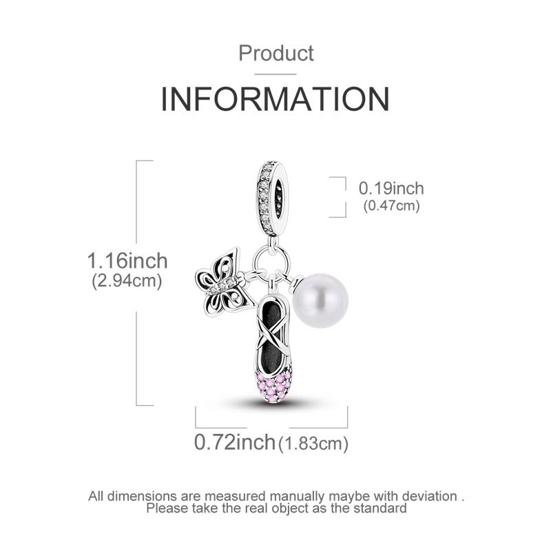 Charm Genuine Copper Pink Shoes Pearl Butterfly Pendants Bead Fits Bracelets Women Jewellery DoItYourself Beautiful Gifts Accessory