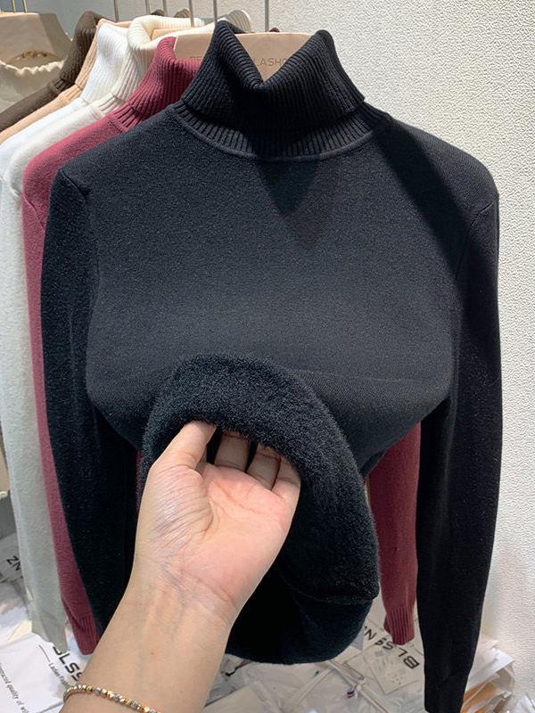 Women's Mink Velvet Turtleneck Sweater, Thickened for Winter 2025, One-Piece Base Top