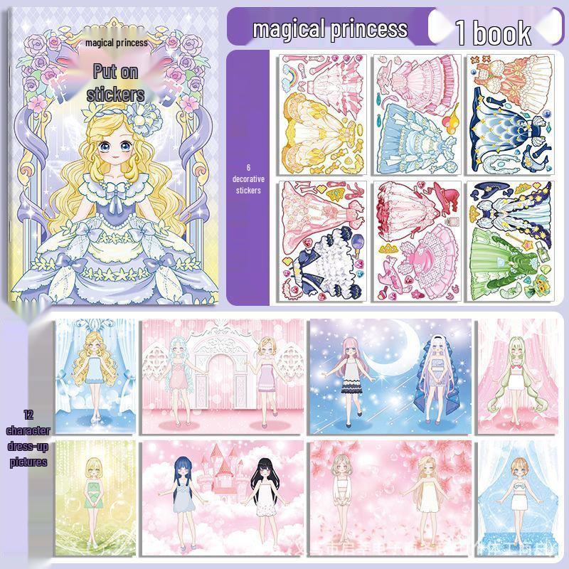 Princess Elsa Dress-Up Stickers: Educational DIY Cartoon Makeup Set for Kids