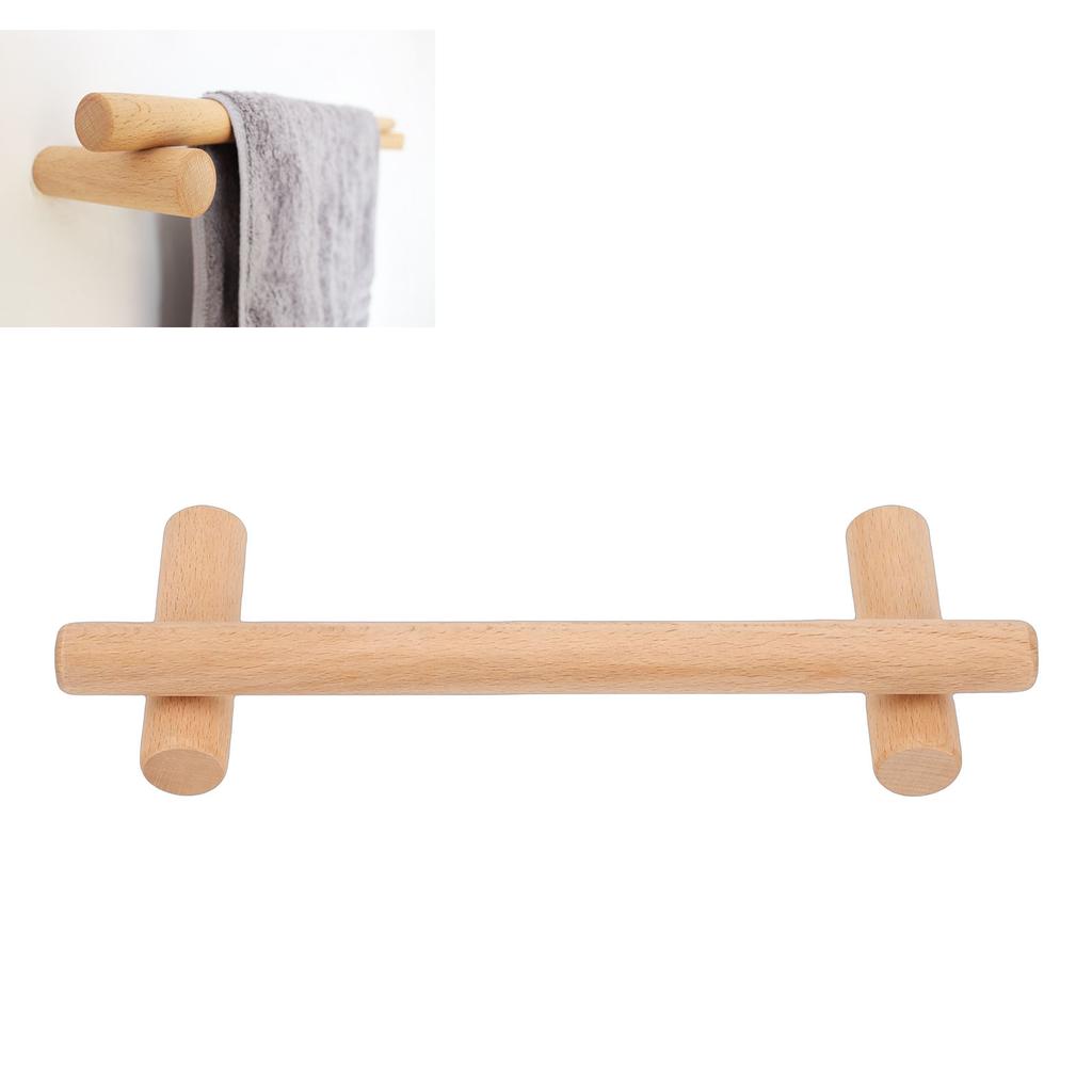30cm Beech Wood Towel Rack Wall Mounted Japanese   Bathroom Towel Storage Bar Holder