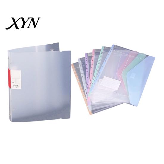 A4 Document Organizer Bag 11 Hole Expandable Binder Folders for 2/3/4 Ring Pouch, Plastic Envelopes 11-hole Pocket with Snap Button & Label,