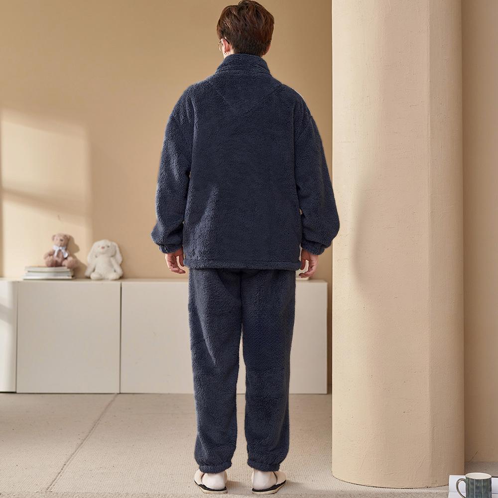 Man Winter Warm Sleepwear Pajamas Set Men Flannel Pajama Nightwear Home Clothes Velvet Coral Fleece 6XL Plus Size Pijama